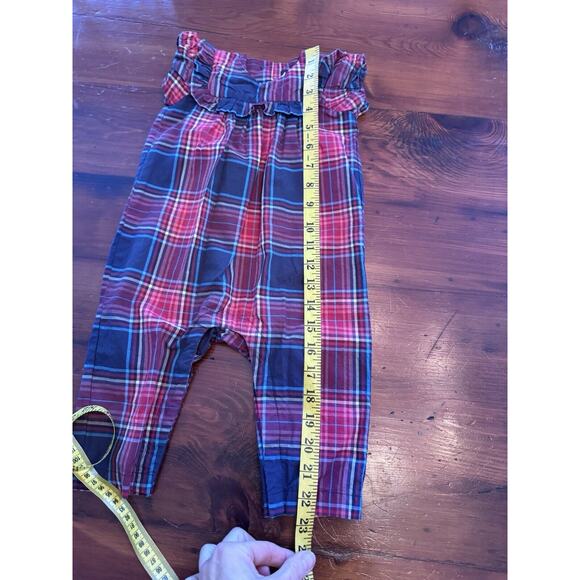 Tea Collection Baby Girls 6-9 Month Red Matsuri Plaid Holiday Ruffle Romper - Picture 10 of 11